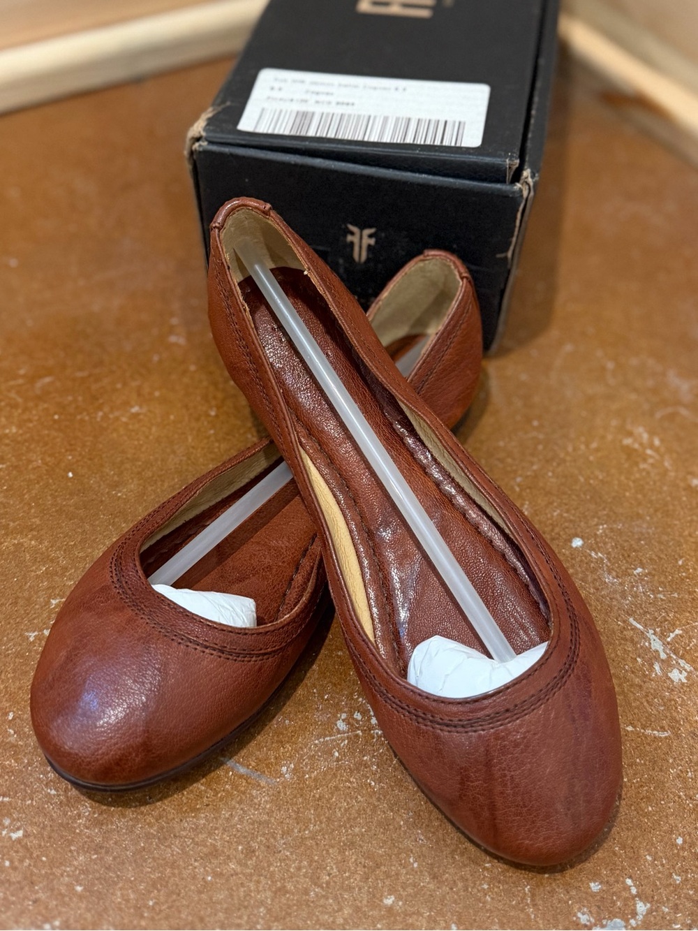Frye Carson Cognac Leather Ballet Flats